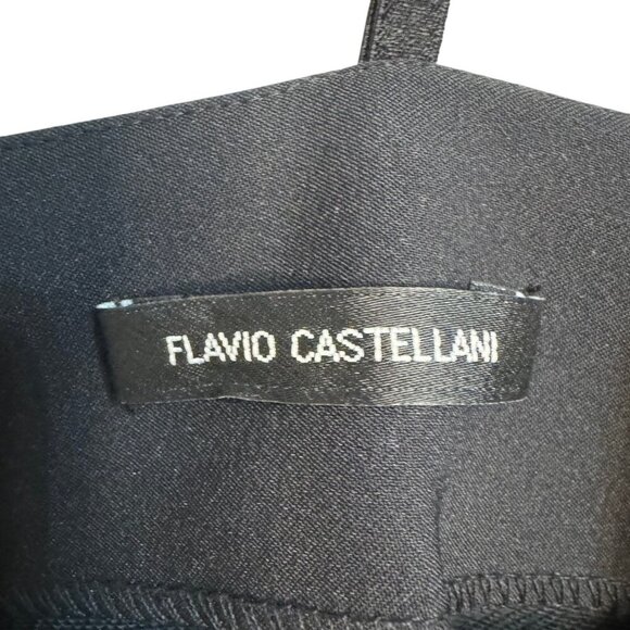 Flavio Castellani Black Fit & Flare Dress with White Piping, Size 42 - Picture 5 of 7